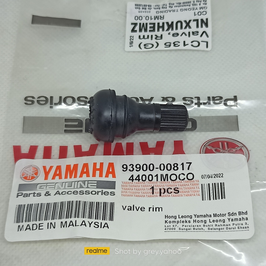 Yamaha LC135 Y125 Valve Rim Kepala Tubeless Original HLY (93900-00817 ...
