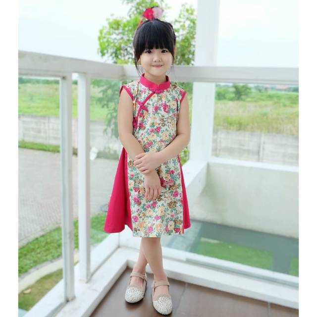 Blue Embroidered Kids Qipao Cheongsam Dress