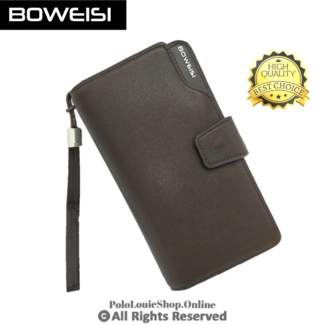 Best Quality Original Boweisi Men Premium Leather Clutch Wallet Handcarry Clipper Phone Purse Luxury