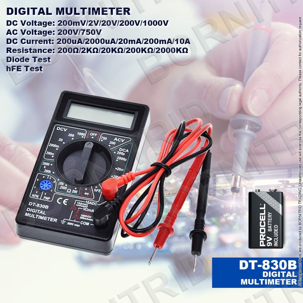 DT830B DT830D LCD Digital Multimeter AC/DC 750/1000V Amp Volt Ohm
