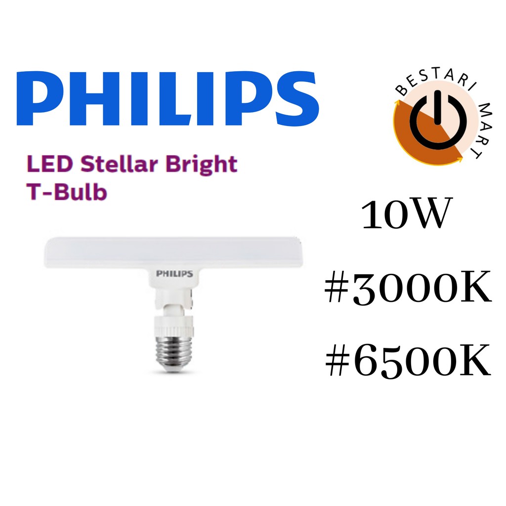 PHILIPS LED STELLAR BRIGHT T-BULB 10W E27 (3000K / 6500K) | Shopee Malaysia