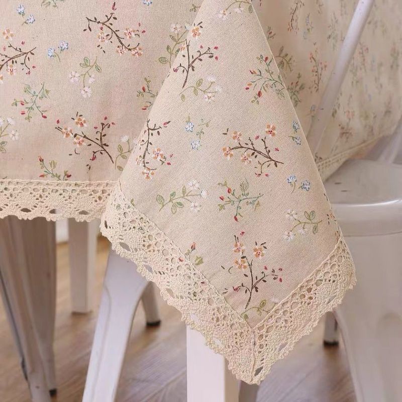 Japanese Floral Cotton and Linen Tablecloth Lace Fabric Small Fresh ...