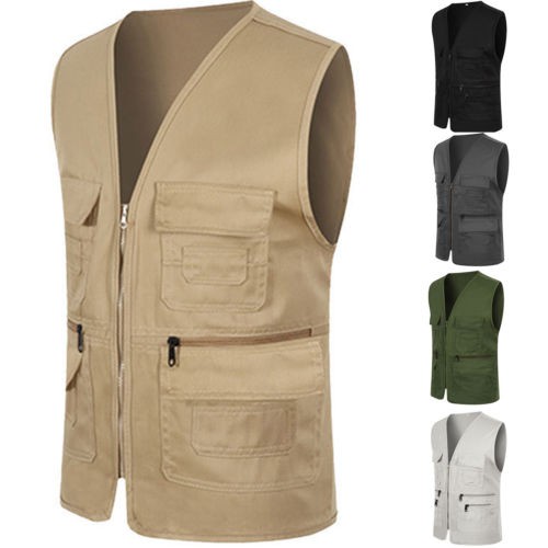 Gilet Utilitaire Vintage The Vest Expert Pêcheur Beige Taille M Multi Poches