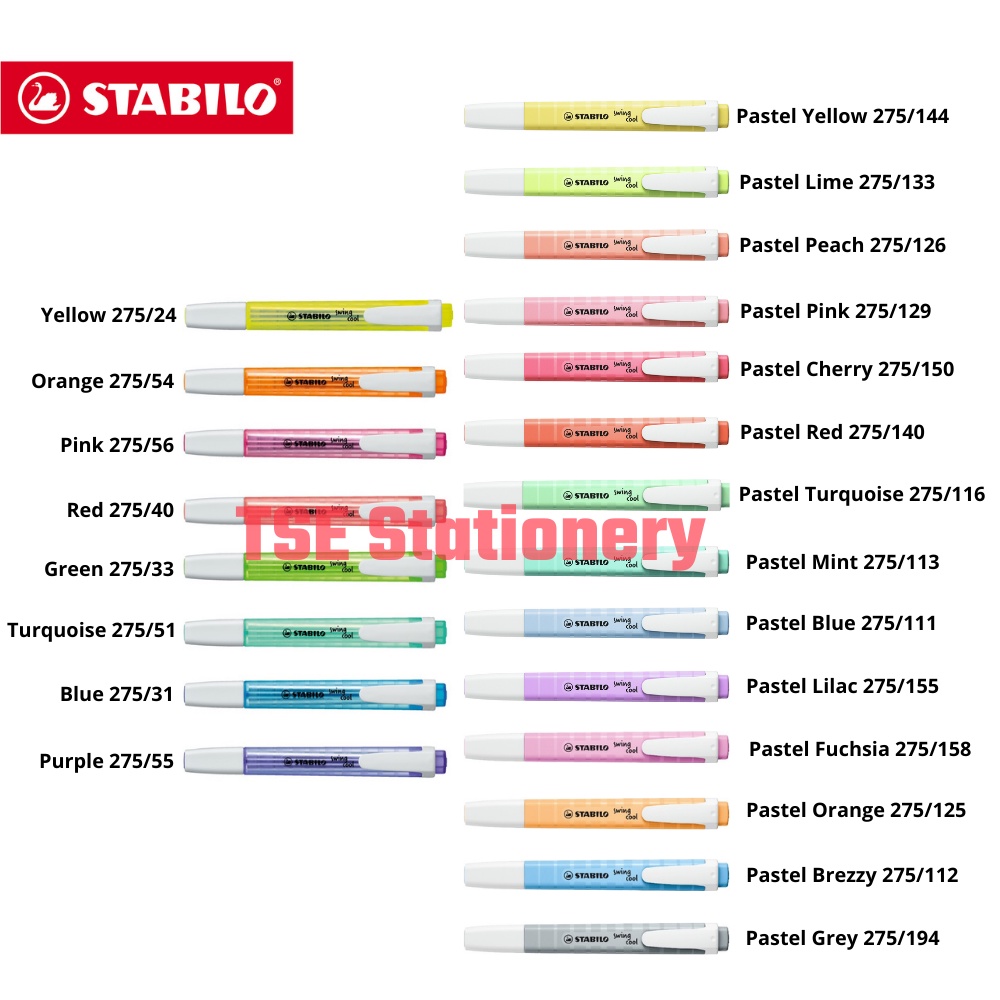 Stabilo Swing Cool Highlighter 275 1mm/4mm Fluorescent Colour & Pastel ...