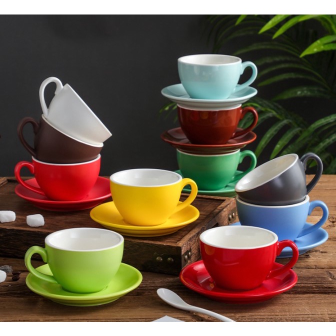 Coffee Latte Cup & Saucer Set 300ml | Shopee Malaysia