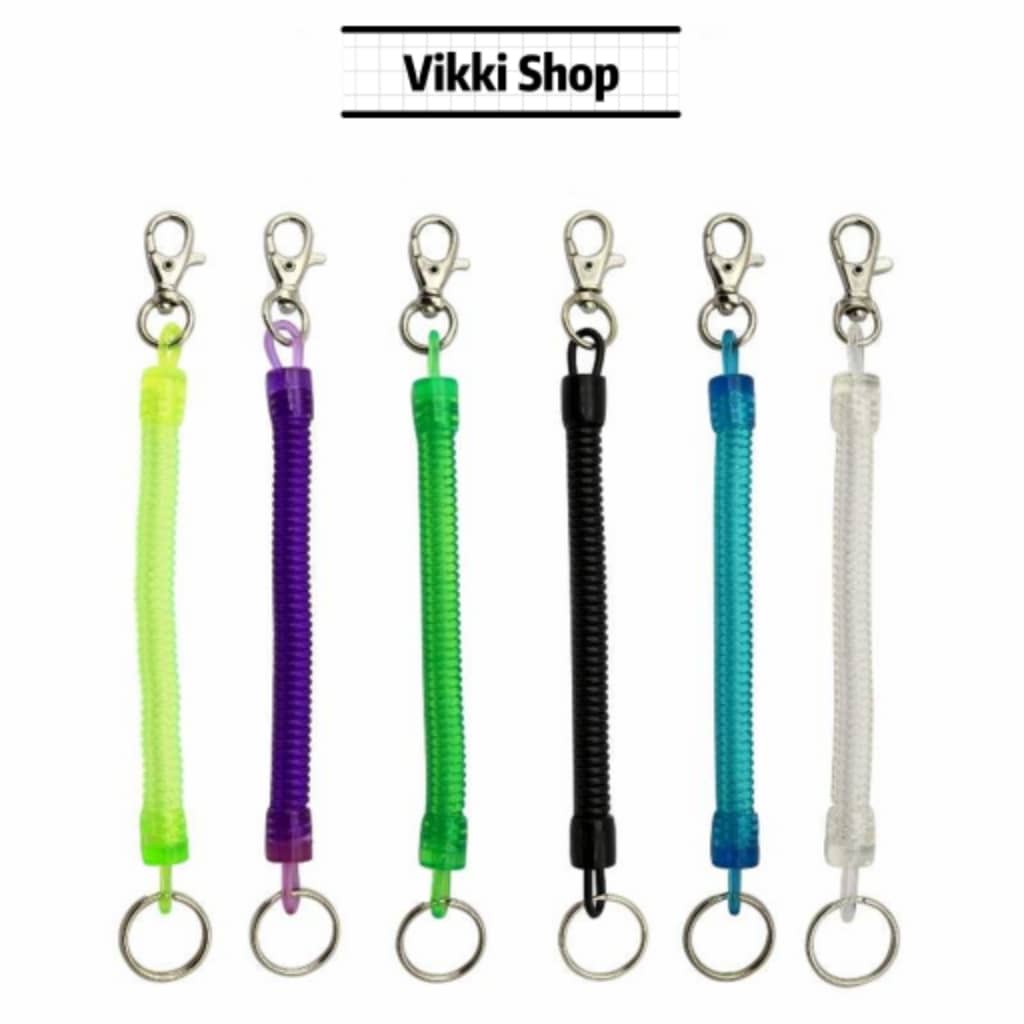 Spring Keychain Retractable Chain Plastic Spring Coil Spiral Key Chain ...