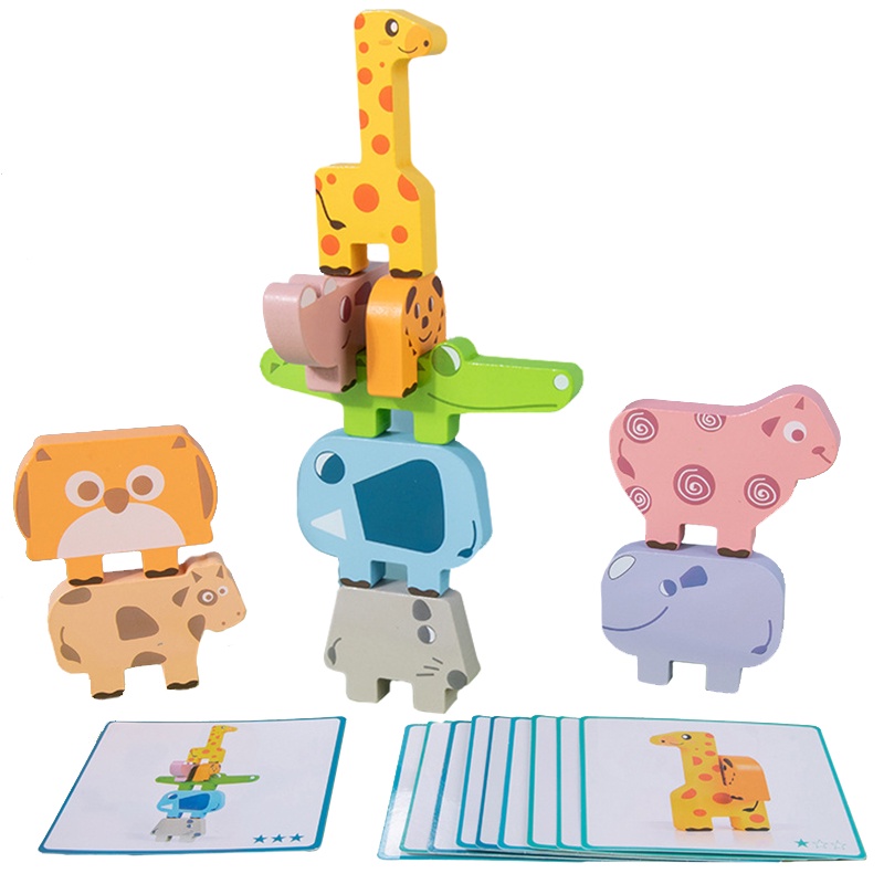 Montessori Animal Stacking Blocks Toys Shape Matching Puzzle Game ...