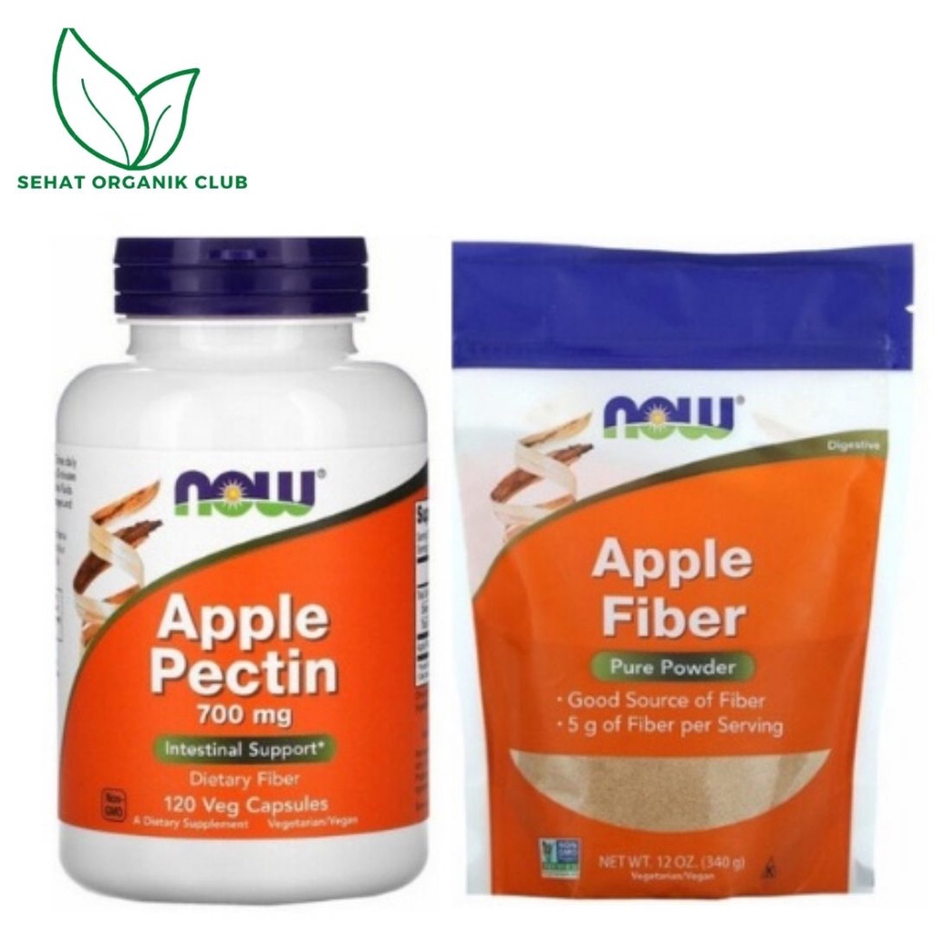 Now Foods Apple Fiber Pure Powder 340g; Apple Pectin 700 mg 120 Caps
