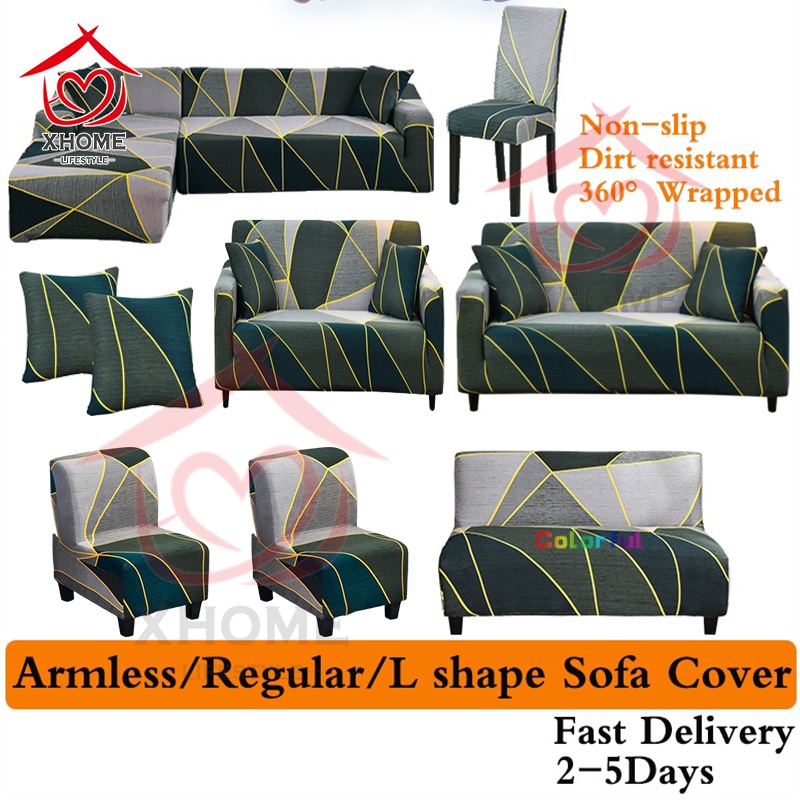 Green 1 2 3 4 seater l shape stretchable sofa cover elastic universal