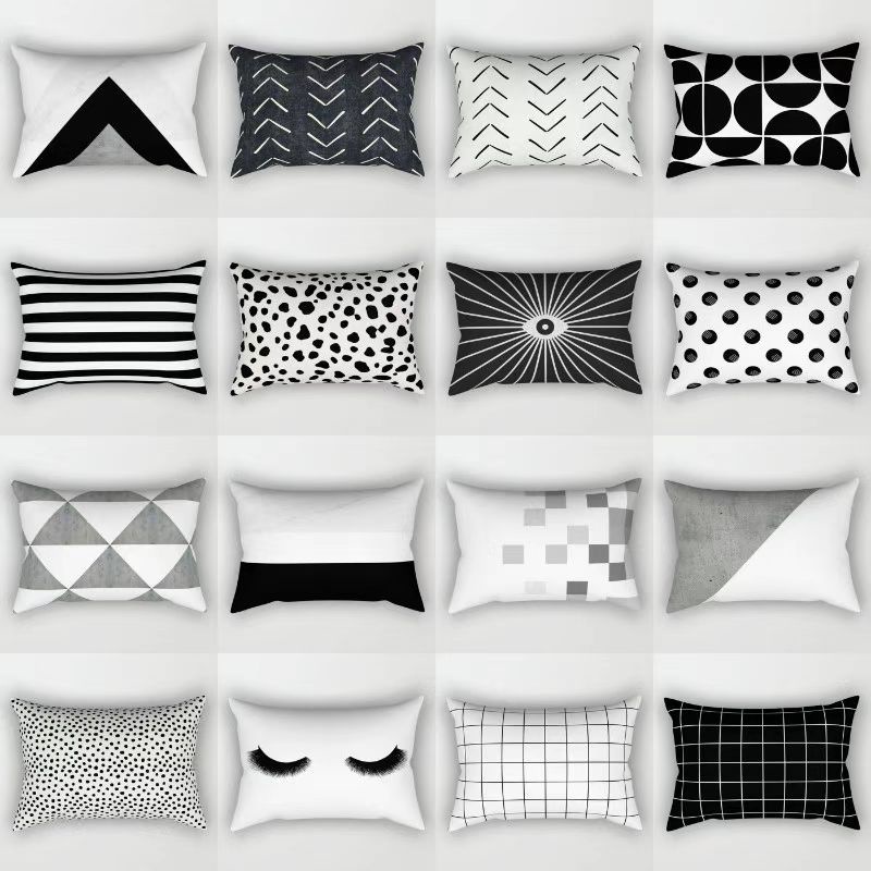 30×50,40×60.Black and white geometric pillow case Rectangular Sofa