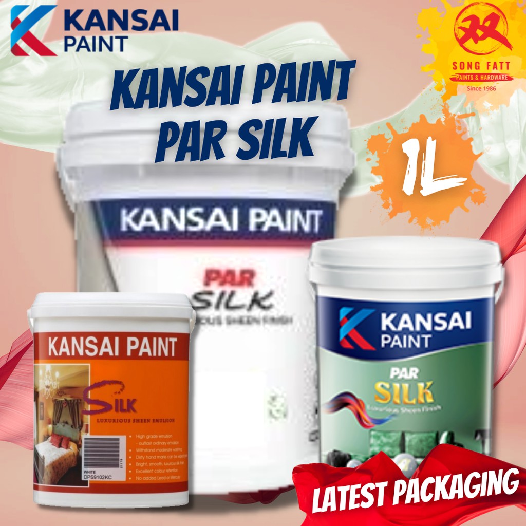 Kansai Paint PAR SILK (WHITE/COLOUR) 1L (Song Fatt) Interior Wall/Pearl ...