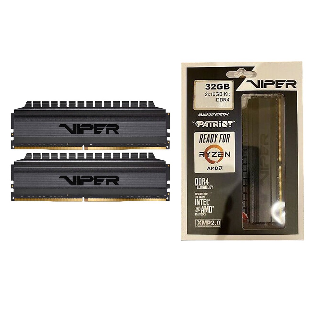 Patriot Viper 4 Blackout Series 32GB (2x16GB) DDR4 3200MHz CL16 UDIMM  Memory Kit