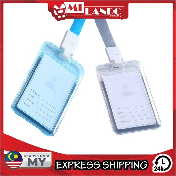 MILANDO Vertical Transparent Plastic ID Card Holder Office Name Tag ...