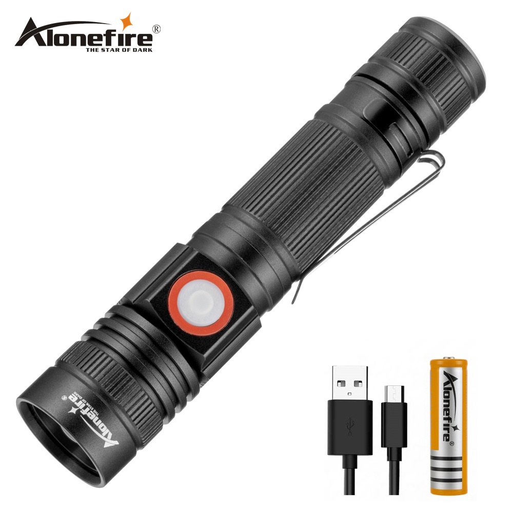 Alonefire X003 T6 3 Mode LED Flashlight USB Zoom Rechargeable Torch For ...