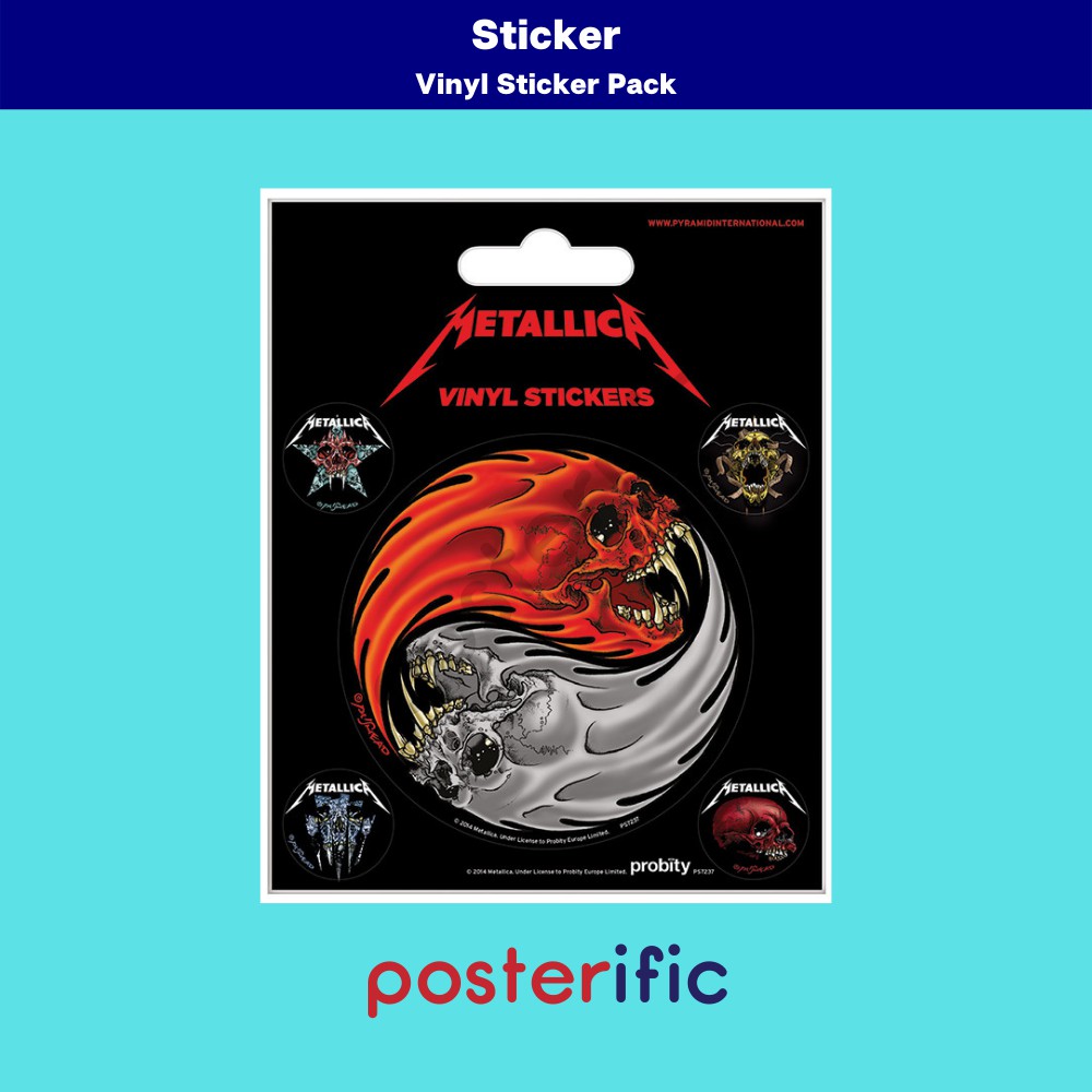 Metallica (Yin & Yang Skulls - Pushead) - Vinyl Sticker Pack [5 pcs ...