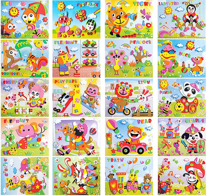 5Pcs 3D EVA Foam Sticker Puzzle Game DIY Cartoon Animal Learning ...