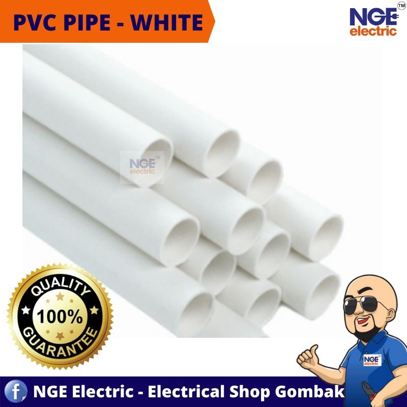 PVC Conduit White 20mm/25mm 3/4" 1" pipe wiring electric pipe putih