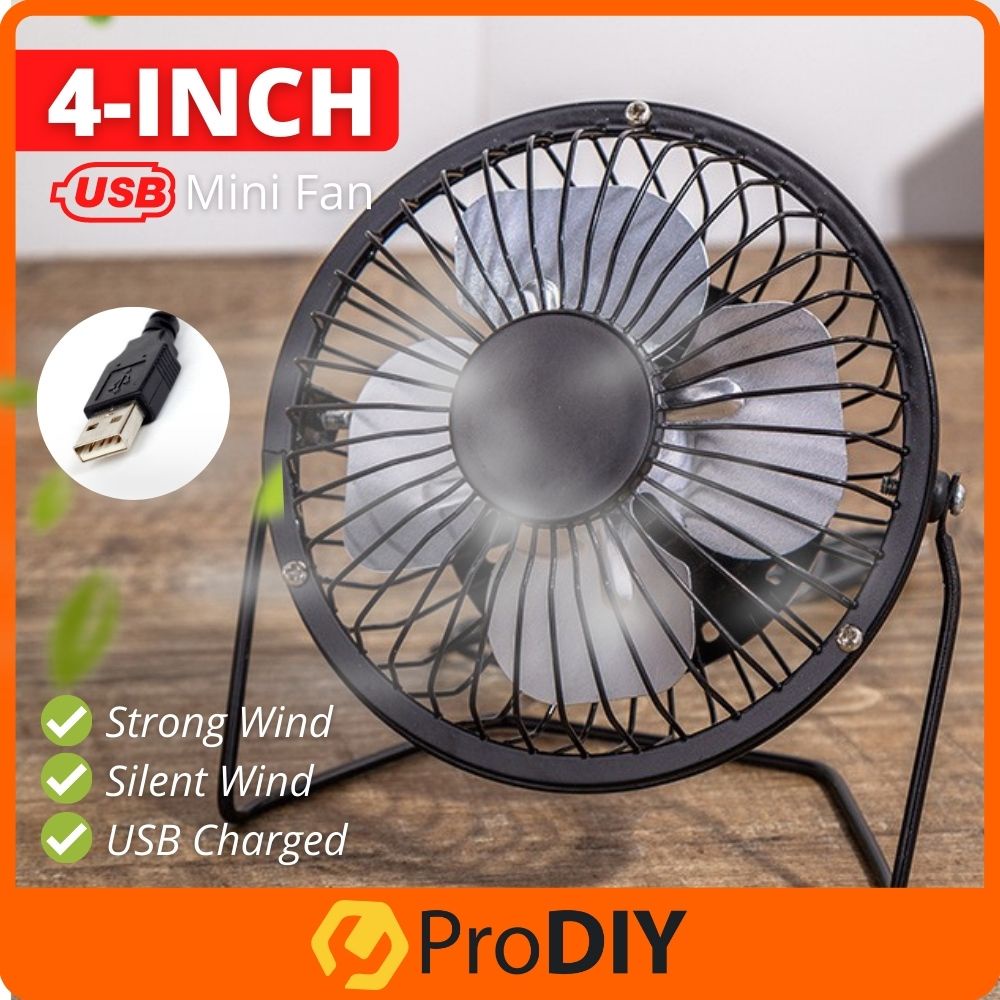 Mini USB Metal Fan 4 Inch Desk Fan Super Cooling / Extra Strong Wind