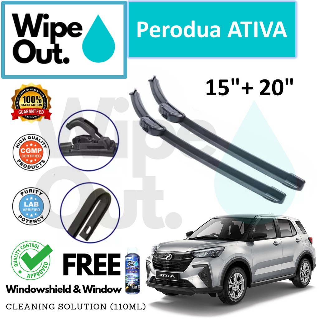 Perodua ATIVA WipeOut NANODRY-Tech SILICONE Wiper Blade (Front Set ...