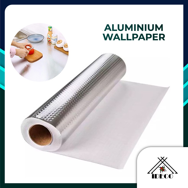 iDECO DIY 60CM X 5M Kitchen Oil Proof Aluminium Foil Sticker Heat Resistant Wallpaper Self