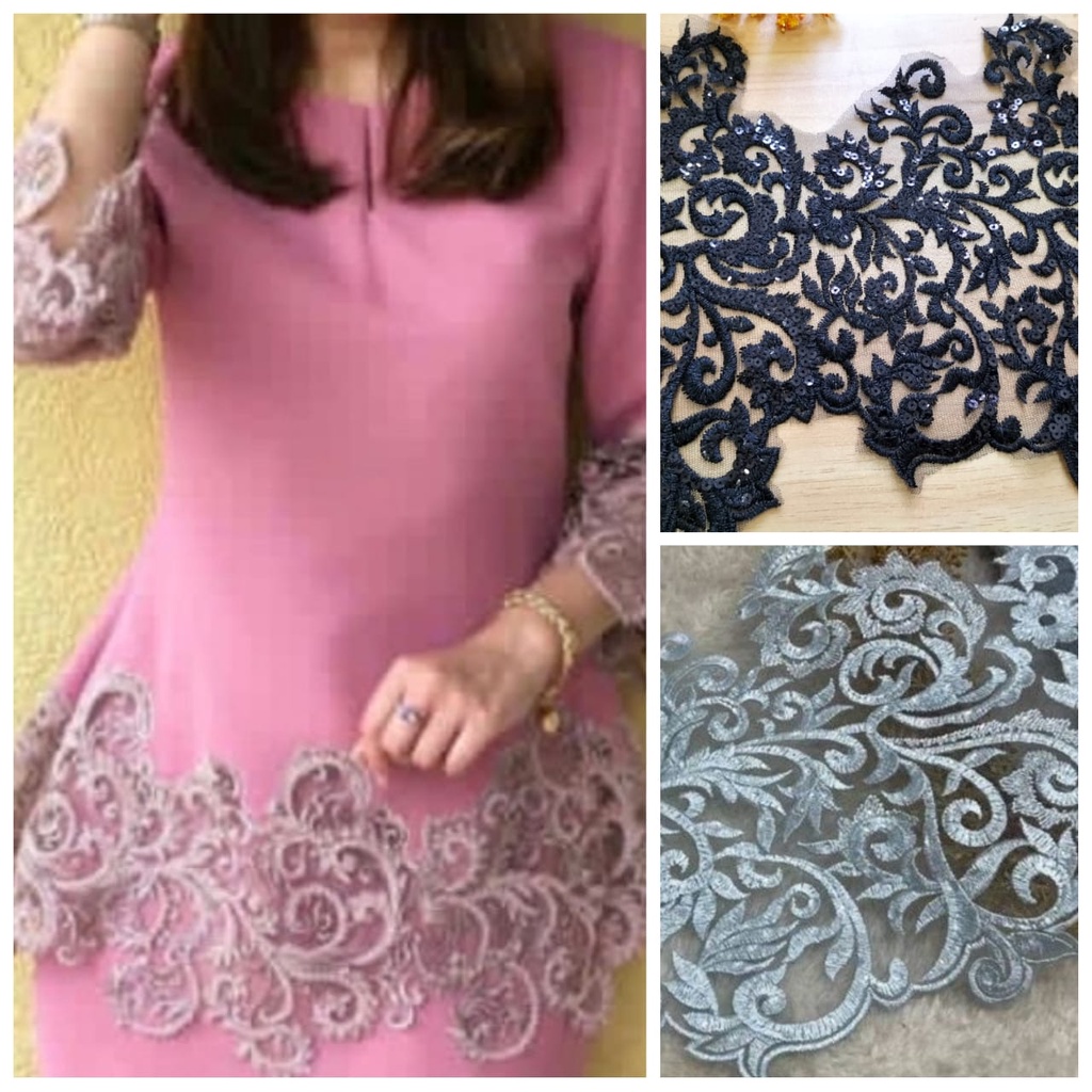 Kain Rendah Manik,Tinggi 23cm, Big Saiz 23cm BORDER LACE SIMPLE KEMAS ...
