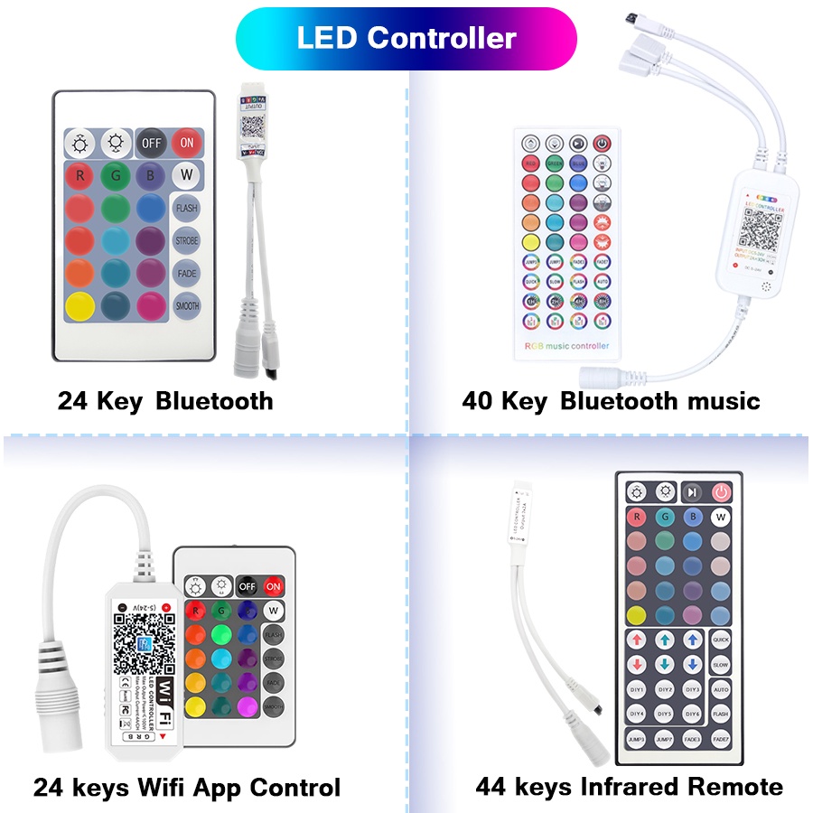 Bluetooth Music Led Controller 24 Keys LED IR 44 Keys Controler Dimmer ...