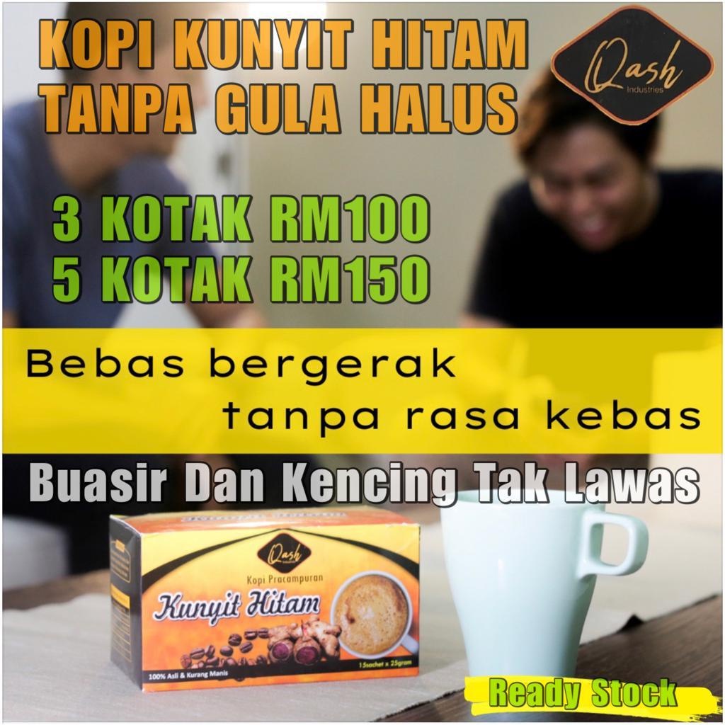 [BUASIR, BERAK BERDARAH HILANG] KOPI KUNYIT HITAM ASLI TANPA GULA HALUS ...