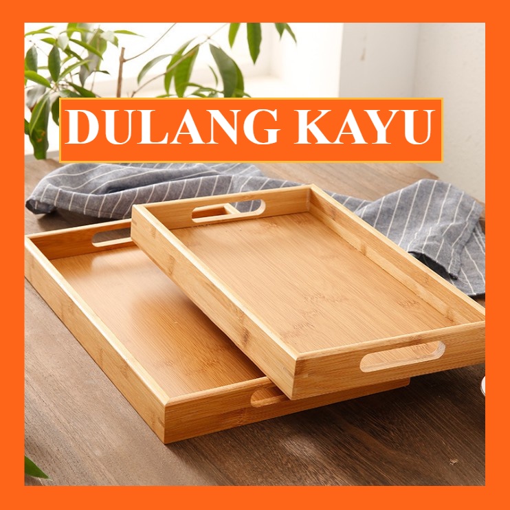 Dulang Kayu Segi Empat Hidang Air dan Makanan Wooden Serving Tray With ...