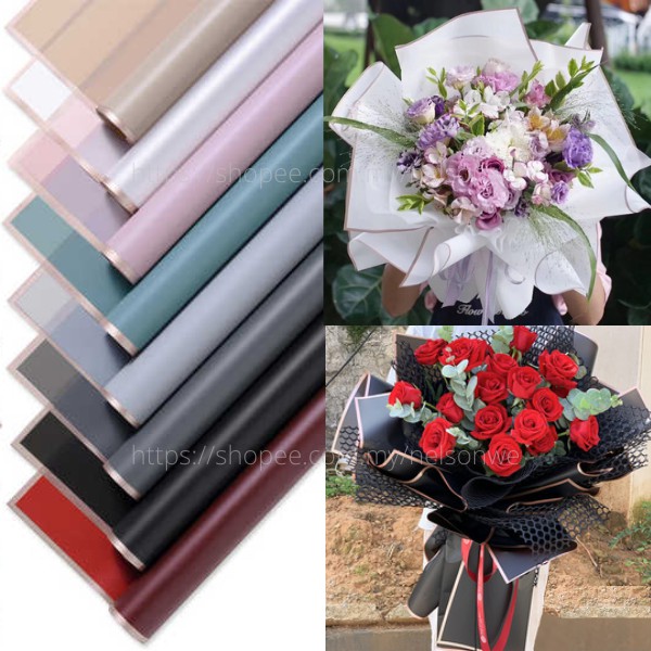 20 PCS Kertas Bunga Waterproof Solid Color Gift Flowers Wrapping Paper  Bouquet Birthday Decoration Packaging(27)