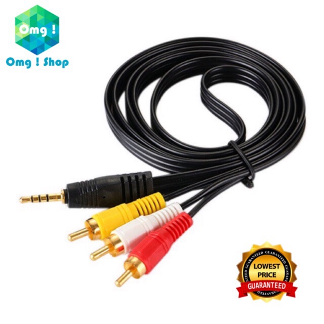 3.5mm Male to 3 RCA Male AUX Audio Video Cable Stereo Adapter Camcorder