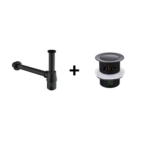 [VALUE PACKAGE] Bathroom Stainless Steel Basin Bottle Trap (BLACK ...