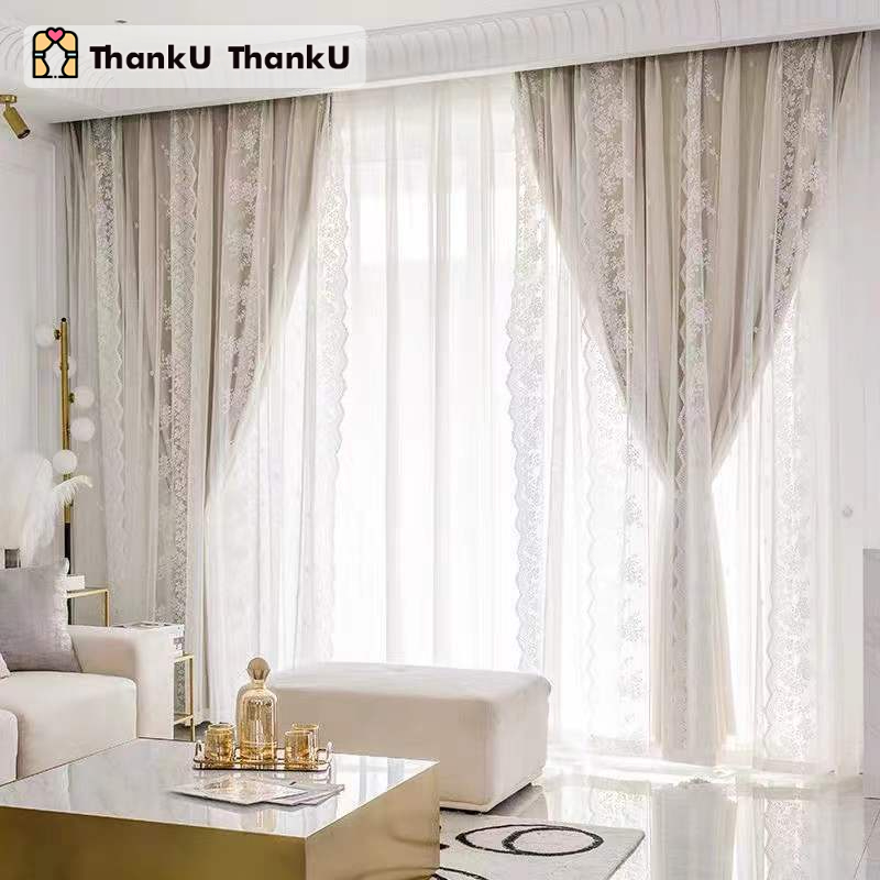 ⚡Double Layer Curtains⚡ Lace Double Layer Curtains for Bedroom Ready ...