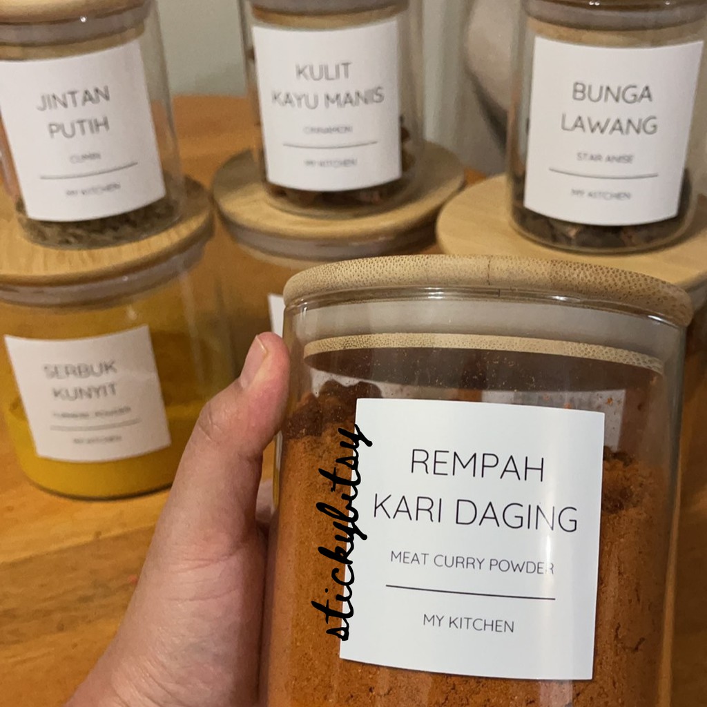 Ready Made Minimalist White Pantry Label Label Sticker Kitchen Dapur