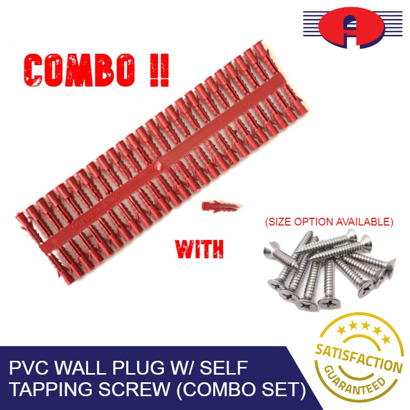PVC WALL PLUG WITH SELF TAPPING SCREW 50PCS VALUE COMBO | Shopee Malaysia