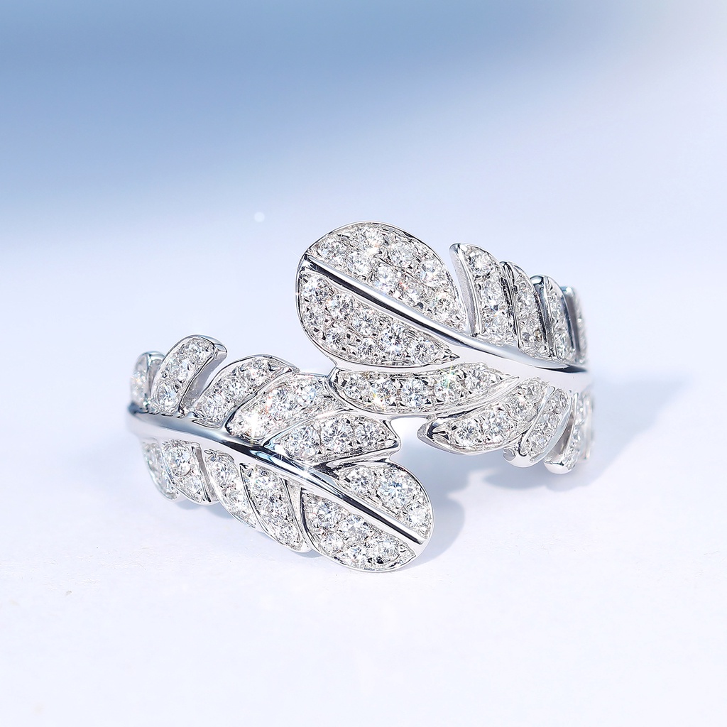 Silver 925 Original Ring For Women Feather Adjustable rings Fashion Jewellery/Cincin Perak Perempuan Murah KKV034