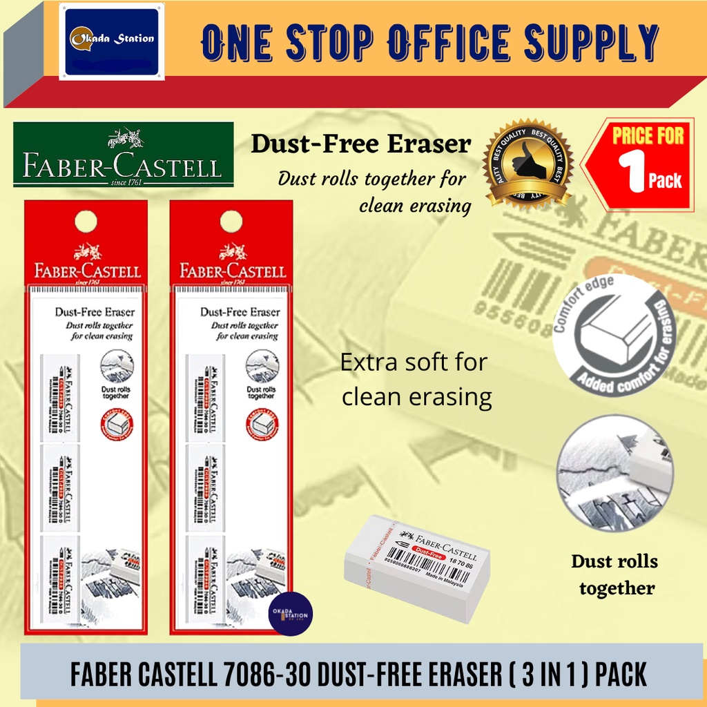 (RM2.20) Faber Castell Dust Free Eraser (3in1)708630 / Eraser
