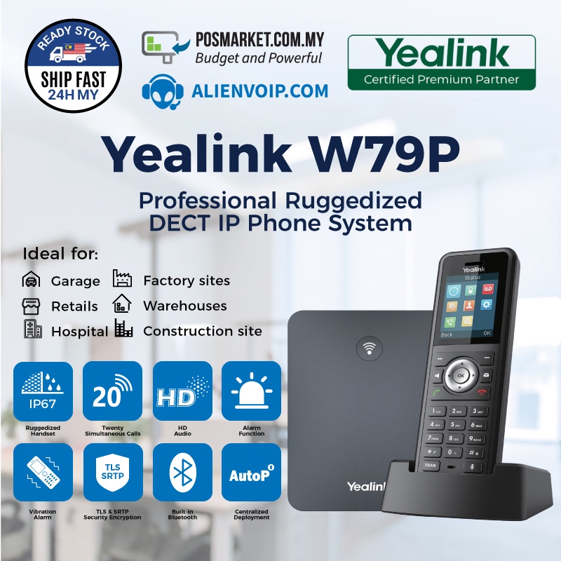 Sistem Telefon IP DECT Tahan Lasak Yealink W79P(Yealink W79P Ruggedized ...