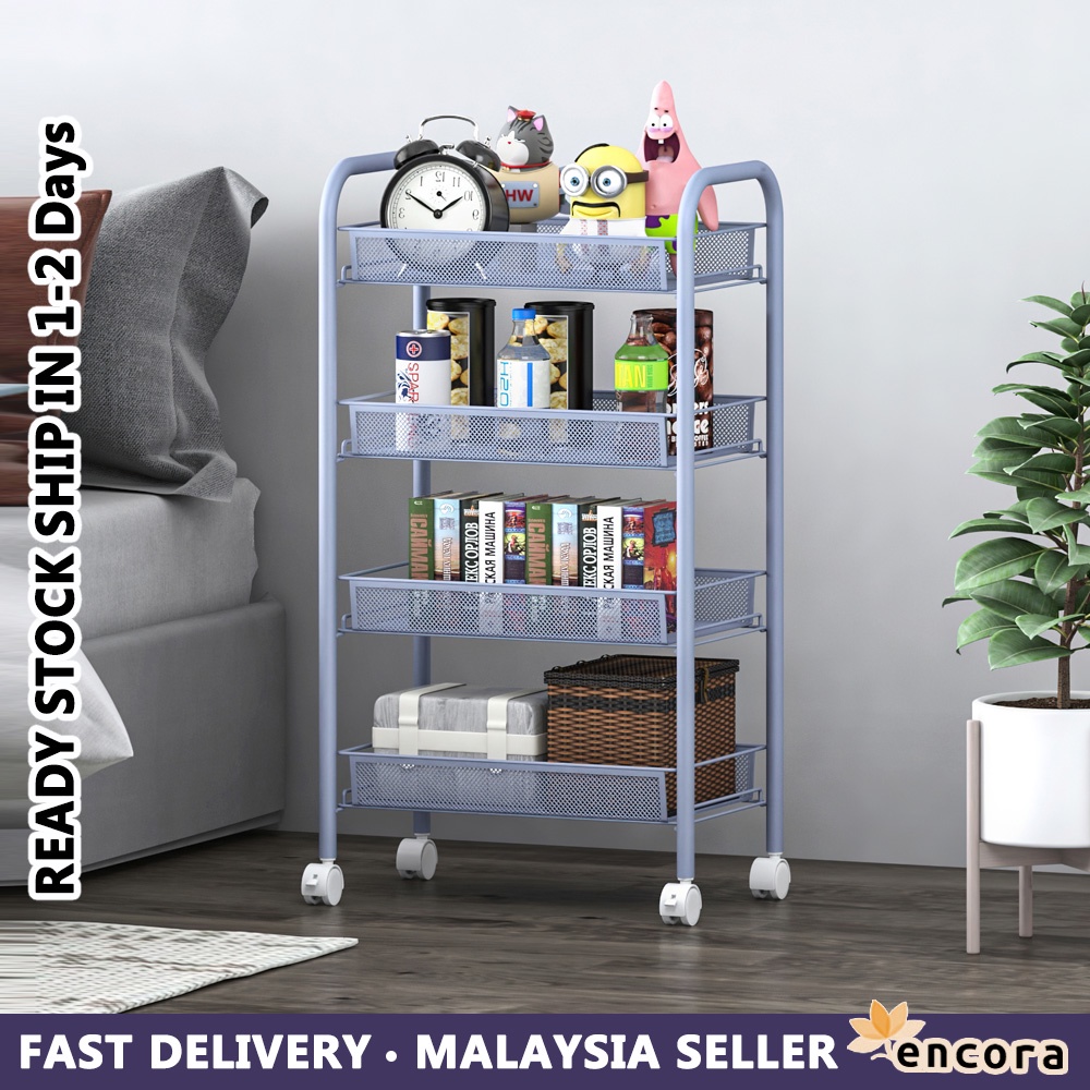 Encora Multipurpose Storage Rack Trolley Rack with Wheel | Shopee Malaysia