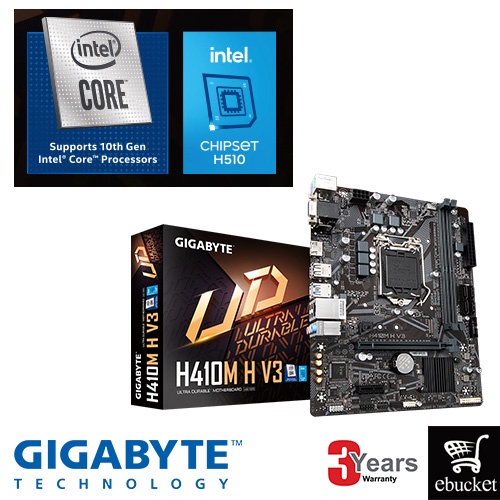 GIGABYTE H410M H V3 / V2 INTEL H410 LGA1200 M-ATX MOTHERBOARD H510 H470 ...