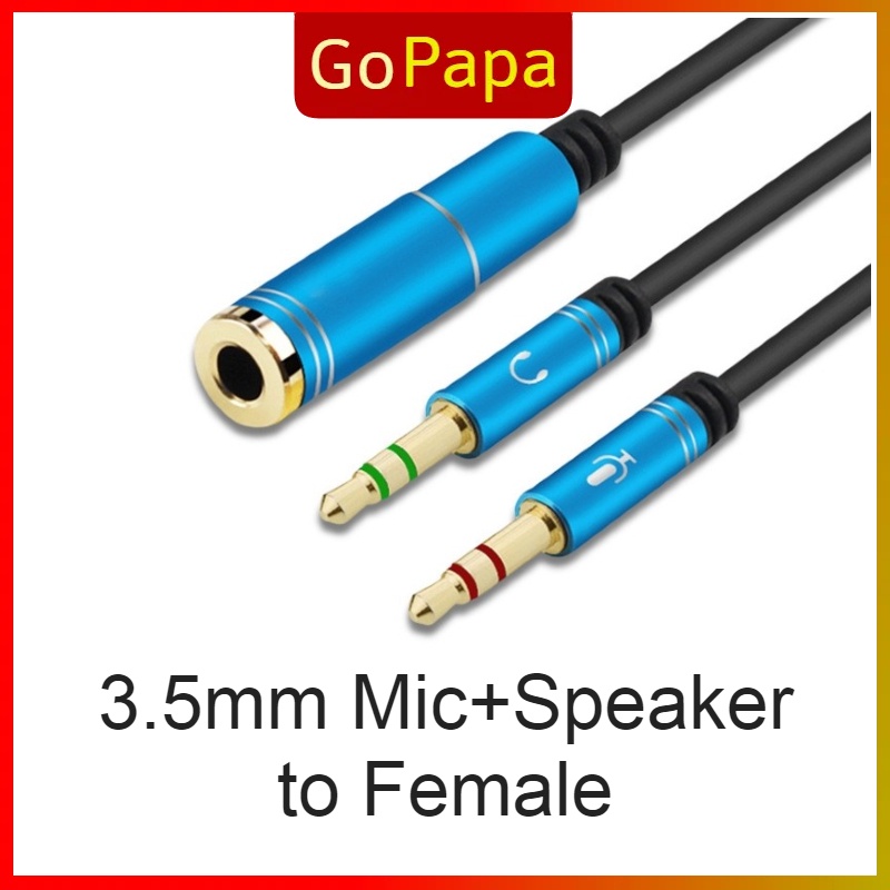 3.5mm Speaker + Mic 2 Male to Female Audio Combined Headphone Cable ...