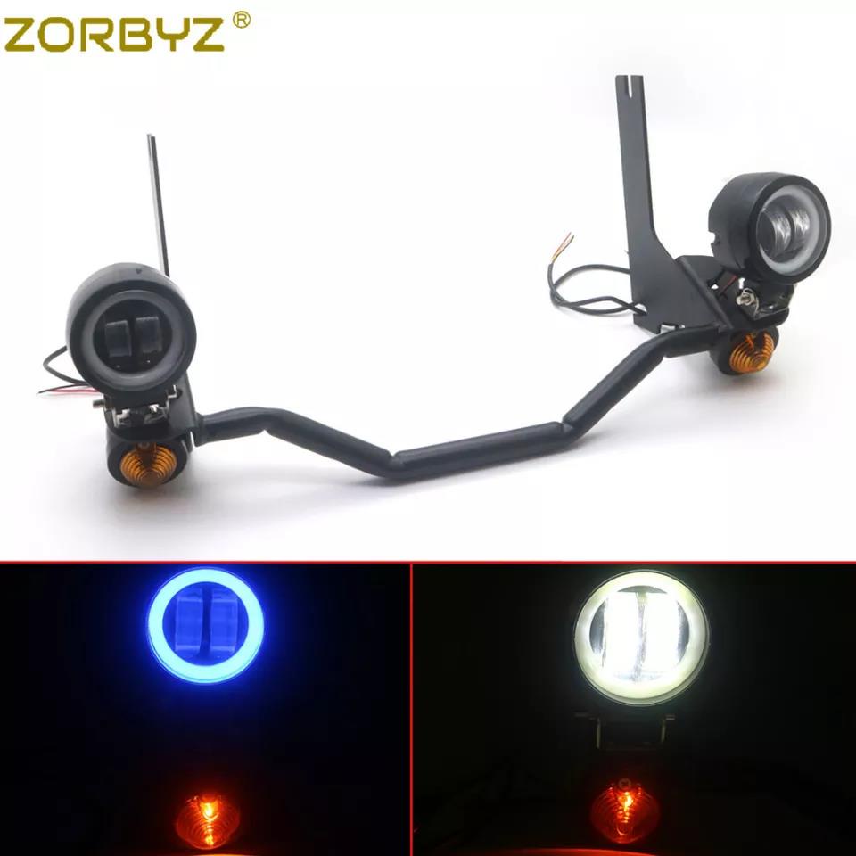 ZORBYZ Black LED Front Fog Spotlight Passing Lamp Angel Eye Halo Ring