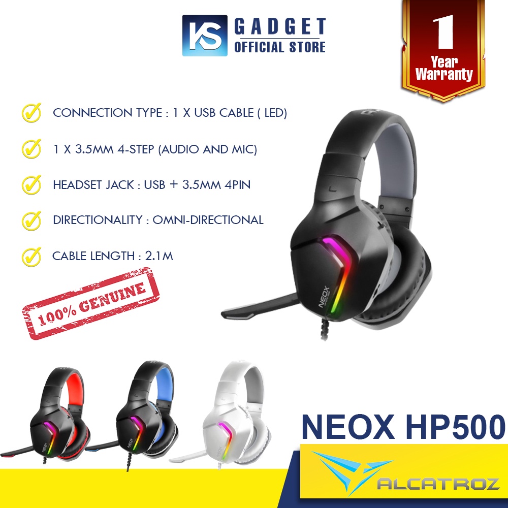 Alcatroz Neox HP500 RGB Wired Gaming Headphone with Foldable