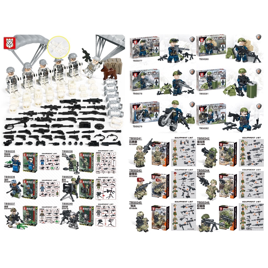 Tngstore 6pcs Box Set Military Building Block Soldier Array Base Plate ...