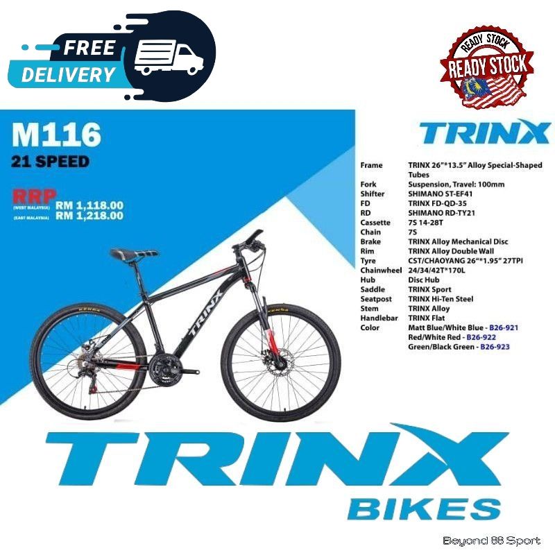 Trinx m116 mountain best sale bike 21 speed mtb