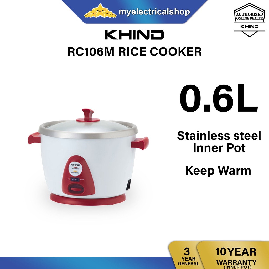 Khind AnShin Rice Cooker ( 0.6L ) RC106 / RC106M Stainless Steel Pot