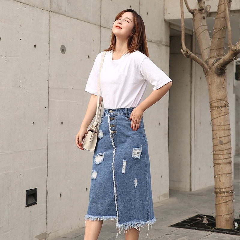 Plus size pencil jean skirt best sale