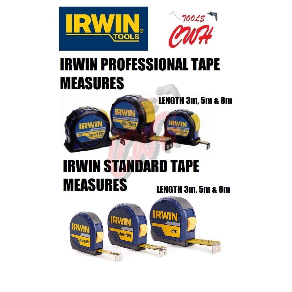 3M 5M 8M IRWIN PROFESSIONAL / STANDARD MEASURING TAPE RULER MEASUREMENT ...