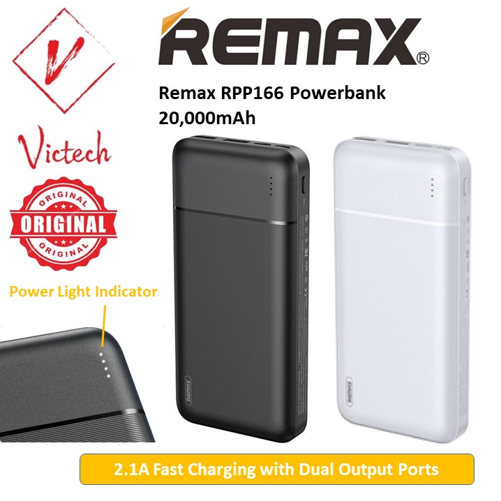 Remax RPP166 Powerbank Lango Series 20000mAh 2.1A Dual Output Ports ...