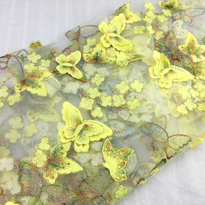 Exclusive Designer Lace Tulle Fabric with 3D Butterfly Pattern / Kain ...