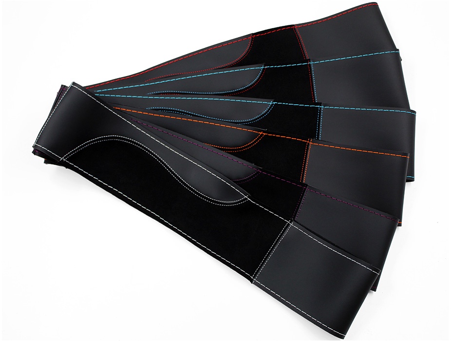 DIY Carbon Leather Car Steering Wheel Cover Kit (15"/38cm) - Black Microfiber With Needles & Thread